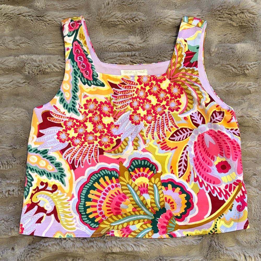 Chelsea & Violet Vibrant Floral Crop Top